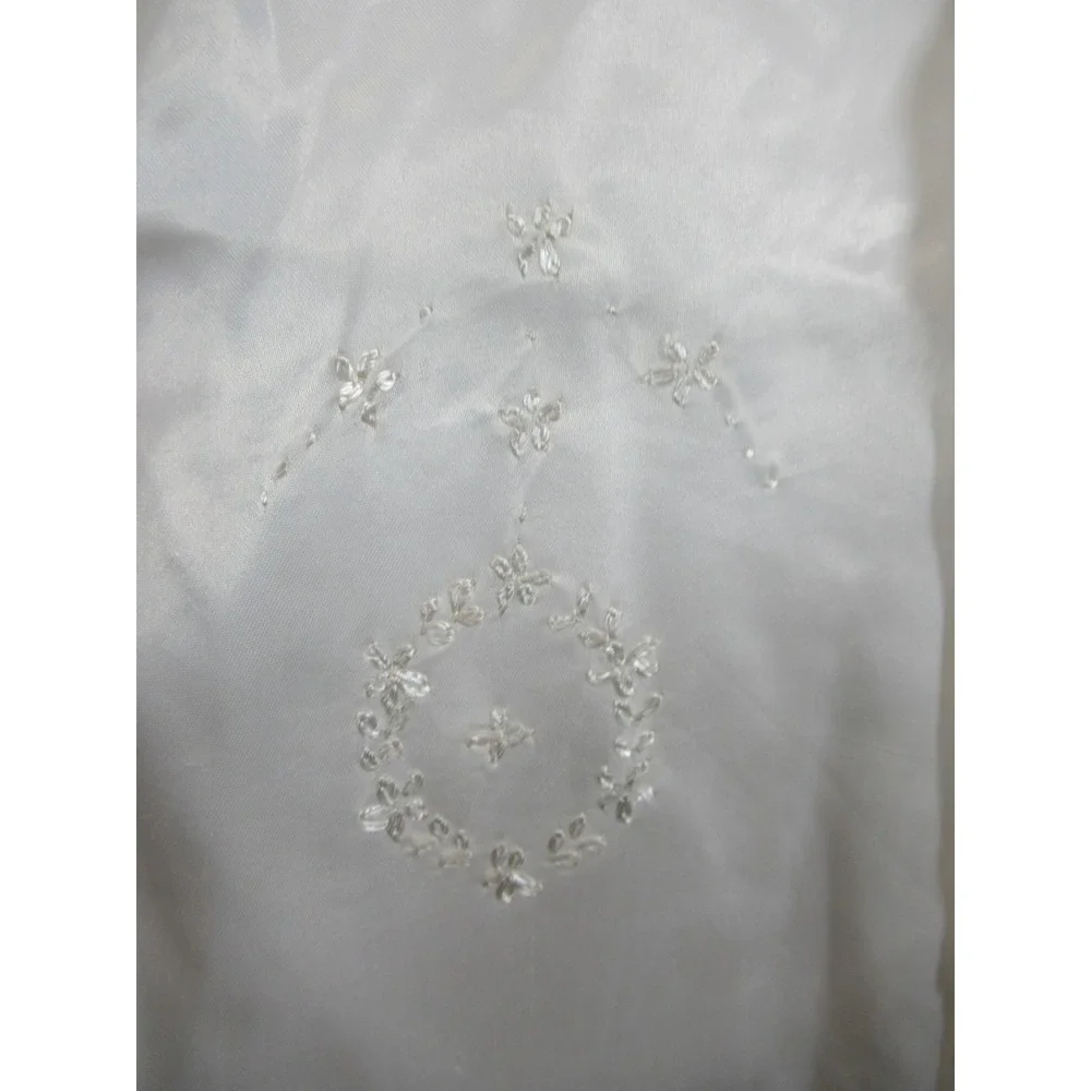 Vintage 50s 60s Shiny Satin Embroidered Christening Baptism Gown